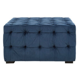 Orsina Elegant Midnight Button Tufted Foostool, Velvet Upholstered Soft Footstool, Premium Footstool For Bedroom - thumbnail 1