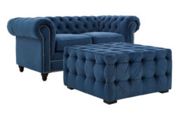 Orsina Elegant Midnight Button Tufted Foostool, Velvet Upholstered Soft Footstool, Premium Footstool For Bedroom - thumbnail 4