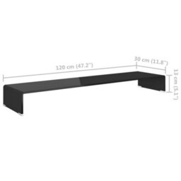 Vidaxl Tv Stand/monitor Riser Glass Black 120X30X13 Cm - thumbnail 6