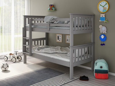 Bedmaster Carra Grey Wooden Single Bunk Bed With Memory Foam Mattresses - image 1