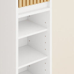 Sobuy Bzr34-Bw, Tall Bathroom Cabinet Cupboard Bathroom Storage Cabinet Water-Resistant Mdf With Bamboo Slatted Doors,white - thumbnail 9