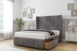 "Sloomy Hargrave Slate Naples Divan Bed Set No Drawers With 54"" Wingback & 12"" Footboard 3' Single" - thumbnail 3