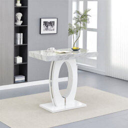 Furniture in Fashion Halo High Gloss Bar Table In Magnesia Marble Effect
