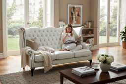 Chesterfield 3 Seater High Back Wing Sofa Shelly White Leather In Queen Anne Style - thumbnail 3