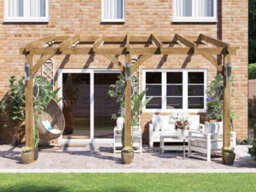 Dunster House Wooden Lean To Pergola Kit 4M X 3M Wall Mounted Garden Plant Frame Leviathan - thumbnail 6
