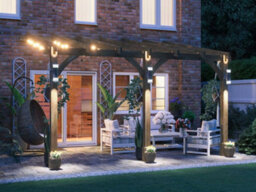 Dunster House Wooden Lean To Pergola Kit 4M X 3M Wall Mounted Garden Plant Frame Leviathan - thumbnail 2