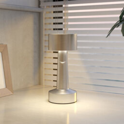 Homcom Led Cordless Table Lamp With Battery Operated For Bedroom, Silver - thumbnail 2