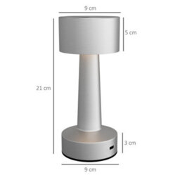 Homcom Led Cordless Table Lamp With Battery Operated For Bedroom, Silver - thumbnail 3