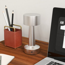 Homcom Led Cordless Table Lamp With Battery Operated For Bedroom, Silver