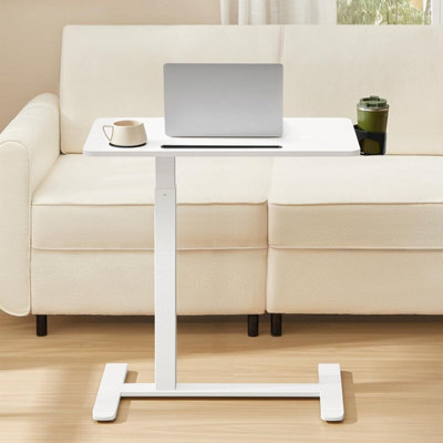 LEDREM Overbed Table With Wheels, Small Standing Desk, 70 X 40 Cm Tabletop, Adjustable Height, 2 Cup Holders - image 1