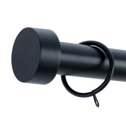A.unique Home Stud End Metal Extendable Curtain Pole With Rings And Fittings (25/28mm) - Matte Black, 70Cm - 120Cm  Approx - thumbnail 2