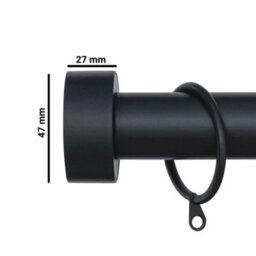 A.unique Home Stud End Metal Extendable Curtain Pole With Rings And Fittings (25/28mm) - Matte Black, 70Cm - 120Cm  Approx - thumbnail 5