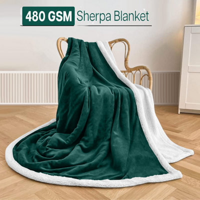 Ameha Emerald Sherpa Fleece Throw Blanket Soft Thick Fluffy Comfort For Bed, Sofa Couch & Travel Single 130X150Cm - image 1