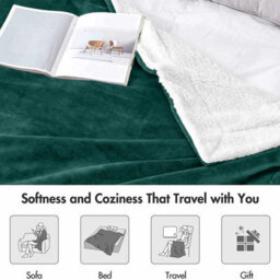 Ameha Emerald Sherpa Fleece Throw Blanket Soft Thick Fluffy Comfort For Bed, Sofa Couch & Travel Single 130X150Cm - thumbnail 6