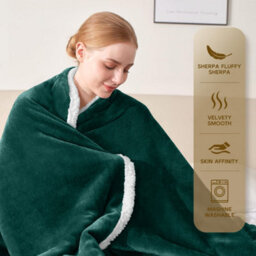 Ameha Emerald Sherpa Fleece Throw Blanket Soft Thick Fluffy Comfort For Bed, Sofa Couch & Travel Single 130X150Cm - thumbnail 4