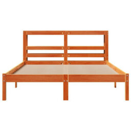 Berkfield Bed Frame With Headboard Without Mattress Wax Brown 140X200 Cm - thumbnail 4