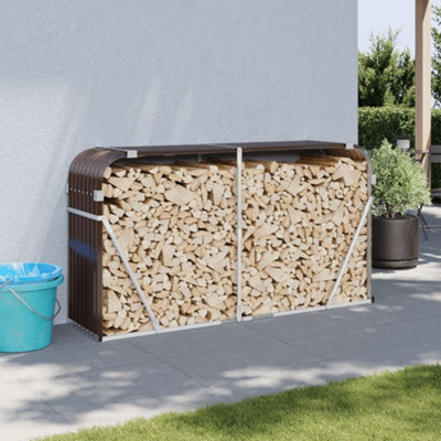 Walplus Log Holder Brown 180X45X100 Cm Galvanised Steel - image 1