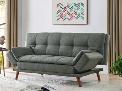 Home Detail Duncan Fabric Sofa Bed With Wooden Legs And Adjustable Armrests, Light Grey - image 1