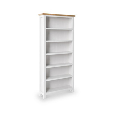 Farro White 6 Tier Large Bookcase - Painted With Oak Top - By Roseland Furniture - image 1