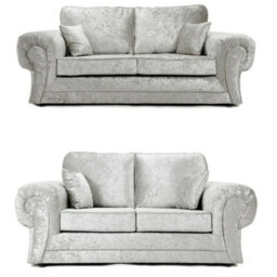 Tango Full Back 3+2 Seater Sofa Set Crushed Velvet Silver - thumbnail 1
