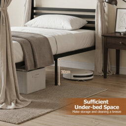 Single Canopy Bed Frame Under-Bed Storage Metal Slat Black - thumbnail 6