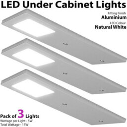 3X Ultra-Slim Aluminium Under Cabinet Kitchen Lights With Natural White Led Driver Kit - thumbnail 3