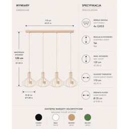 Luminosa Lighting Luminosa Axia Bar Pendant Ceiling Light Beige 4X Gx53 - thumbnail 4