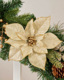 WeRChristmas Pre Lit Decorated Cream And Gold Christmas Garland 6Ft With 30 Chasing Leds And Timer - thumbnail 4