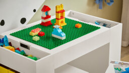 Sobuy Kmb75-W,children Play Table And 2 Stools Activity Set For Building Blocks ,wood,white,w87Xd50Xh50 - thumbnail 5