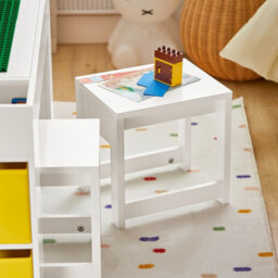 Sobuy Kmb75-W,children Play Table And 2 Stools Activity Set For Building Blocks ,wood,white,w87Xd50Xh50 - thumbnail 8