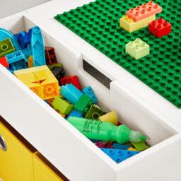 Sobuy Kmb75-W,children Play Table And 2 Stools Activity Set For Building Blocks ,wood,white,w87Xd50Xh50 - thumbnail 9