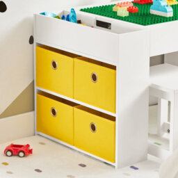 Sobuy Kmb75-W,children Play Table And 2 Stools Activity Set For Building Blocks ,wood,white,w87Xd50Xh50 - thumbnail 6