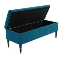 120Cm Paris Striped Ottoman Storage Bench- Plush Velvet Shoe Bench - Emerald Green Upholstery Footstool With Storage - thumbnail 5