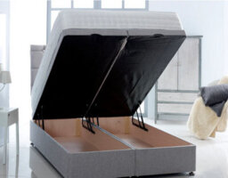 Comfy Deluxe 2Ft6 Small Single Maroon Chenille   Foot Lift Ottoman Bed With Headboard & Mattress - thumbnail 2