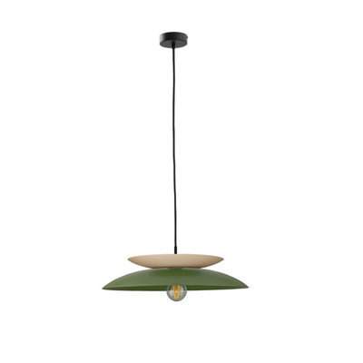 Luminosa Lighting Luminosa Ferro Dome Pendant Ceiling Light Green, Beige 1X E27 - image 1