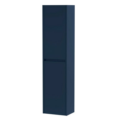 Balterley Square Wall Hung 2 Door Tall Bathroom Unit, 350mm - Midnight Blue - image 1