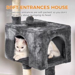 Dogat 39In Multi-Level Cat Tower With Condo, Hammock, Sisal Scratching Posts And Stable Weighted Base, Charcoal - thumbnail 6