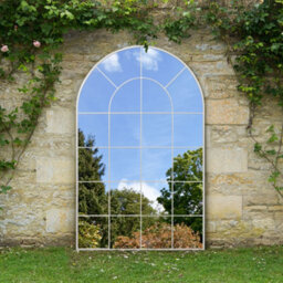 Mirroroutlet The Arcus White Framed Arched Window Garden Mirror 190Cm X 120Cm
