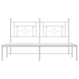 Berkfield Metal Bed Frame Without Mattress With Headboard White 160X200Cm - thumbnail 5