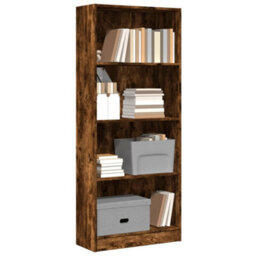 Berkfield Bookcase Smoked Oak 60X24X143 Cm Engineered Wood - thumbnail 1