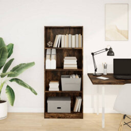 Berkfield Bookcase Smoked Oak 60X24X143 Cm Engineered Wood - thumbnail 3
