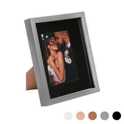 "Nicola Spring 3D Box Photo Frame - 8 X 10"" With 4 X 6"" Mount - Grey/black" - image 1