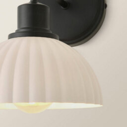 Valuelights Bourton Pair Of Matte Black Wall Lights With Ribbed Dome Shade And Bulbs - thumbnail 3