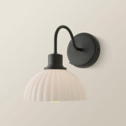 Valuelights Bourton Pair Of Matte Black Wall Lights With Ribbed Dome Shade And Bulbs - thumbnail 6
