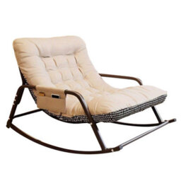 Rocking Lounge Chair With Plush Fabric And Reversible Cushion