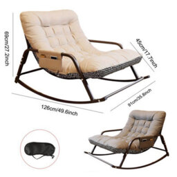 Rocking Lounge Chair With Plush Fabric And Reversible Cushion - thumbnail 2