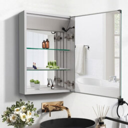 Ibathuk 450 X 600 mm Illuminated Led Bathroom Mirror Cabinet With Shaver Socket - thumbnail 4