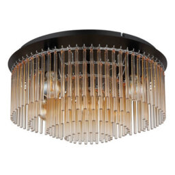 Luminosa Lighting Luminosa Gorley Ceiling Light Matt Black Amber Glass Shade 5X E27 - thumbnail 2