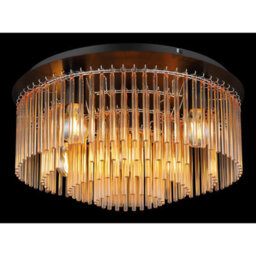 Luminosa Lighting Luminosa Gorley Ceiling Light Matt Black Amber Glass Shade 5X E27 - thumbnail 3