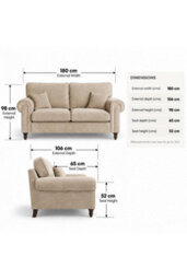 Loft Home Harlow Warm Taupe Standard Back Fabric 2 Seater Sofa - thumbnail 3